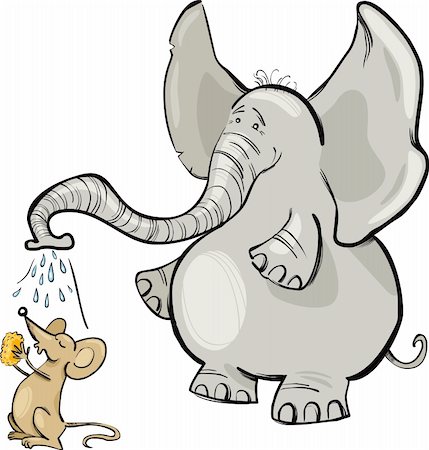 funny mice - Cartoon illustration of mouse and elephant Stock Photo - Budget Royalty-Free & Subscription, Code: 400-04389530