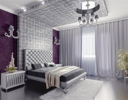 simsearch:600-01072662,k - modern style bedroom interior 3d render (DOF efffect) Stock Photo - Budget Royalty-Free & Subscription, Code: 400-04389605
