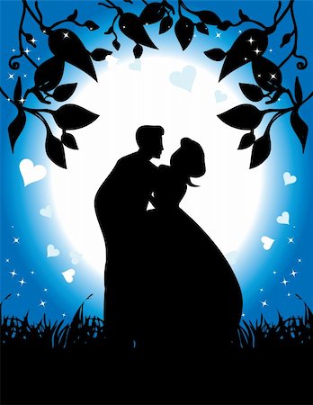 simsearch:400-06415374,k - Couple in love under the moonlight Stock Photo - Budget Royalty-Free & Subscription, Code: 400-04389676