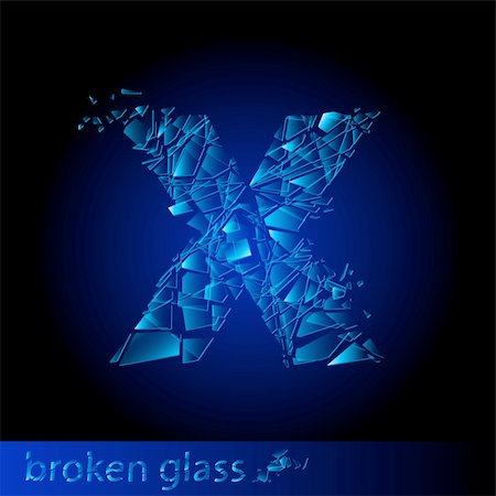 One letter of broken glass - X. Illustration on black background Stock Photo - Budget Royalty-Free & Subscription, Code: 400-04389736