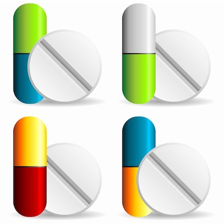 pnog (artist) - Medical capsules with different colors over white background Foto de stock - Super Valor sin royalties y Suscripción, Código: 400-04389730
