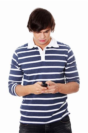 A handsome happy man using mobile phone, isolated on white Stock Photo - Budget Royalty-Free & Subscription, Code: 400-04389831