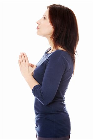 simsearch:400-04178541,k - Middle aged woman praying , isolated on white Photographie de stock - Aubaine LD & Abonnement, Code: 400-04389870