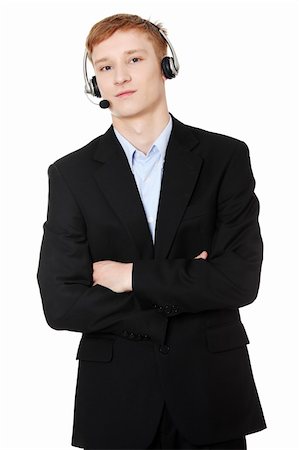 simsearch:400-06108986,k - Charming customer service representative with headset on isolated on white background Stock Photo - Budget Royalty-Free & Subscription, Code: 400-04389897