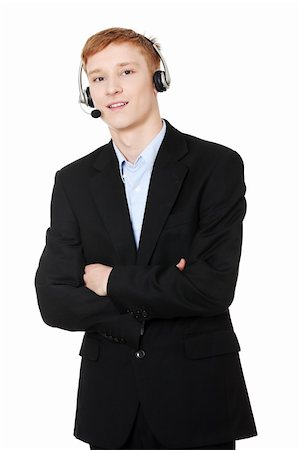 simsearch:400-06108986,k - Charming customer service representative with headset on isolated on white background Stock Photo - Budget Royalty-Free & Subscription, Code: 400-04389898