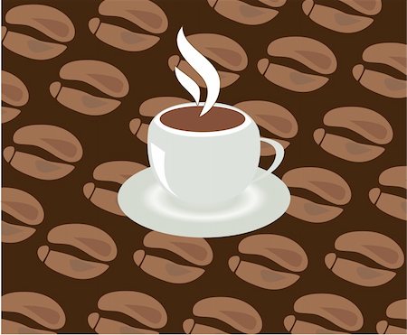 simsearch:400-05112254,k - Vector illustration of cup of coffee on coffee beans background Stockbilder - Microstock & Abonnement, Bildnummer: 400-04380009