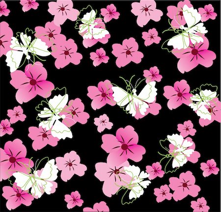Vector illustration of floral background with butterflies Foto de stock - Super Valor sin royalties y Suscripción, Código: 400-04380016