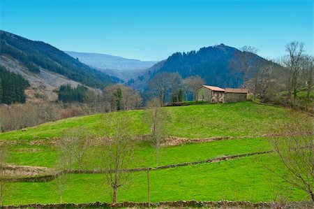 simsearch:400-07429043,k - Field on the Slopes of The Pyrenees With Old Farmhouse Foto de stock - Royalty-Free Super Valor e Assinatura, Número: 400-04380170