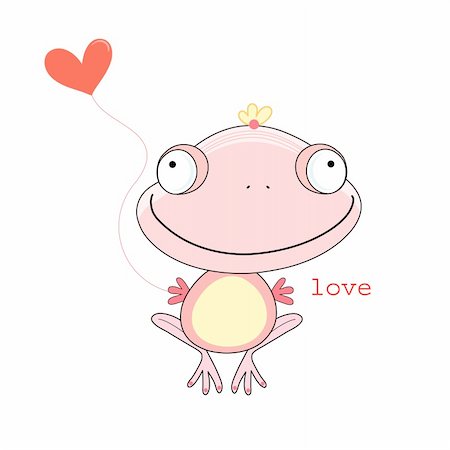 frog graphics - love the pink frog with a heart on a white background Foto de stock - Super Valor sin royalties y Suscripción, Código: 400-04380181