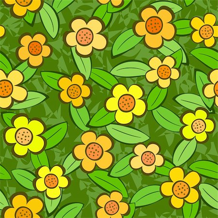 spring background tiles - Vector abstract flowers seamless repeat pattern background Stock Photo - Budget Royalty-Free & Subscription, Code: 400-04380688