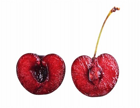 simsearch:400-05265200,k - fresh cherry cut in halves isolated on white Photographie de stock - Aubaine LD & Abonnement, Code: 400-04380865