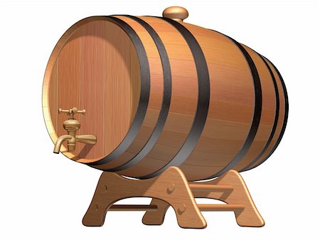 Isolated illustration of a wooden beer barrel with a brass tap Stock Photo - Budget Royalty-Free & Subscription, Code: 400-04381268