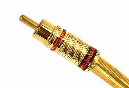 simsearch:400-04034560,k - Golden plated RCA connector isolated in white Stock Photo - Budget Royalty-Free & Subscription, Code: 400-04381543