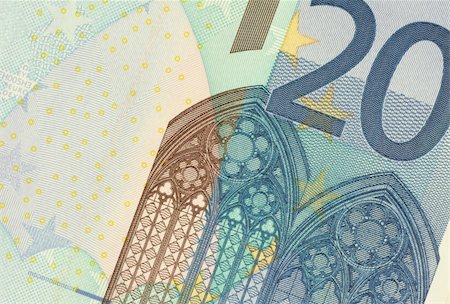 simsearch:400-05156209,k - Uncirculated twenty euro banknote diagonal close up Stock Photo - Budget Royalty-Free & Subscription, Code: 400-04381586
