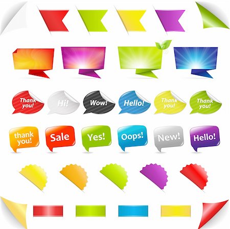 simsearch:400-06069401,k - Big Set Stickers And Ribbons, Isolated On White Background, Vector Illustration Photographie de stock - Aubaine LD & Abonnement, Code: 400-04381604