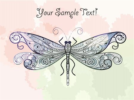 scrollwork - eps10 vector dragonfly with unique pattern Stock Photo - Budget Royalty-Free & Subscription, Code: 400-04381958