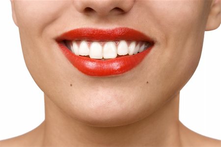 simsearch:400-04446702,k - Smiling woman mouth with great white teeth. Over white background Foto de stock - Super Valor sin royalties y Suscripción, Código: 400-04382131