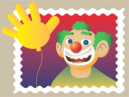 simsearch:400-06639774,k - doodle clown in stamp - illuatration Stock Photo - Budget Royalty-Free & Subscription, Code: 400-04382210