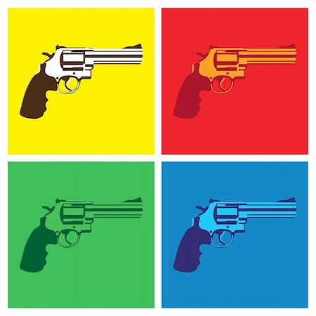 revolver in pop-art style - illustration Stock Photo - Budget Royalty-Free & Subscription, Code: 400-04382212