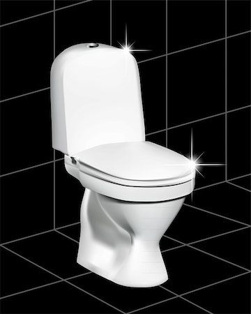 White toilet on a black tile with a gleam Photographie de stock - Aubaine LD & Abonnement, Code: 400-04382284