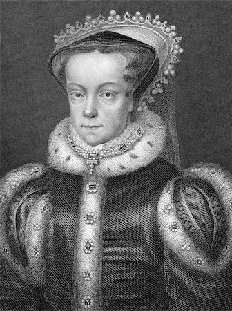 simsearch:400-07112551,k - Mary I of England (1516-1558) on engraving from 1800s. Queen regnant of England and Ireland during 1553-1558. Photographie de stock - Aubaine LD & Abonnement, Code: 400-04382354