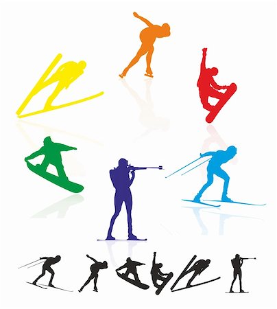 extreme sport clipart - vector illustration of people silhouettes on white Stock Photo - Budget Royalty-Free & Subscription, Code: 400-04382364