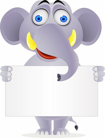 Vector illustration of elephant cartoon and blank sign Stock Photo - Budget Royalty-Free & Subscription, Code: 400-04382579