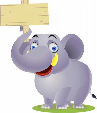 Vector illustration of elephant cartoon and blank sign Stock Photo - Budget Royalty-Free & Subscription, Code: 400-04382617