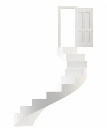 Door and ladder of white color. Isolated over white Stock Photo - Budget Royalty-Free & Subscription, Code: 400-04382658