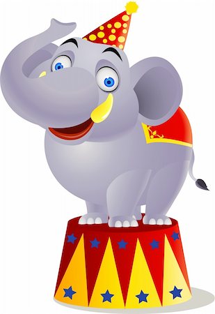elephant standing on person - Vector illustration of elephant circus Stock Photo - Budget Royalty-Free & Subscription, Code: 400-04382665