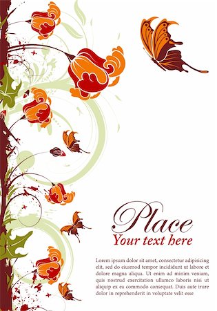 simsearch:400-07265301,k - Grunge floral frame with butterfly, element for design, vector illustration Foto de stock - Royalty-Free Super Valor e Assinatura, Número: 400-04382723