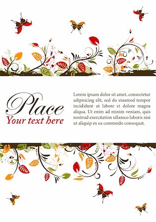simsearch:400-04350075,k - Grunge decorative floral frame with butterfly, element for design, vector illustration Fotografie stock - Microstock e Abbonamento, Codice: 400-04382730