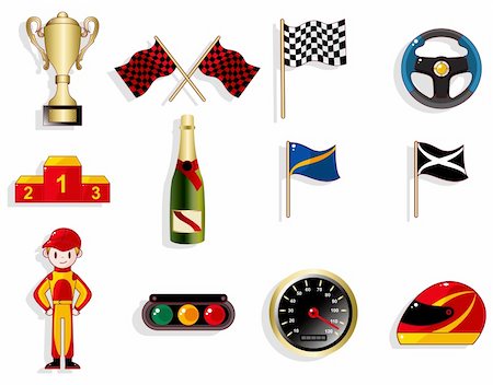 doodling cartoon - cartoon f1 car racing icon set Stock Photo - Budget Royalty-Free & Subscription, Code: 400-04382849