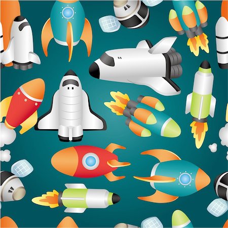 spaceship engine design - seamless spaceship pattern Stock Photo - Budget Royalty-Free & Subscription, Code: 400-04382852