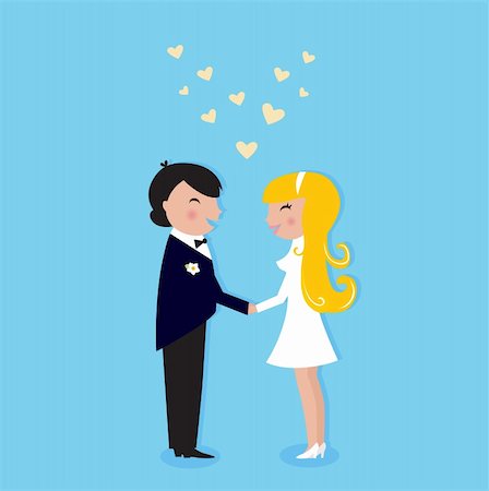 Cute Bride and Groom. Vector illustration. Stock Photo - Budget Royalty-Free & Subscription, Code: 400-04382982