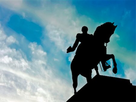 statues in stockholm - Horse statue silhouette memorial over a blue sky background Stock Photo - Budget Royalty-Free & Subscription, Code: 400-04383014