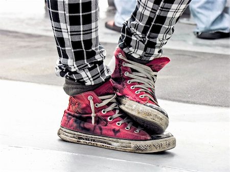 simsearch:400-06875322,k - Old custom red ruined footwear punk stylish Stock Photo - Budget Royalty-Free & Subscription, Code: 400-04383015