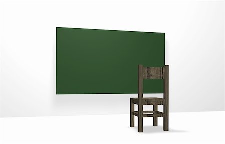 empty school chair - chair and  school board - 3d illustration Stock Photo - Budget Royalty-Free & Subscription, Code: 400-04383073