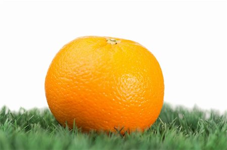 simsearch:400-05316300,k - Orange on grass on a white background Stock Photo - Budget Royalty-Free & Subscription, Code: 400-04383118