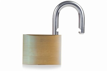 Open golden padlock on a white background Stock Photo - Budget Royalty-Free & Subscription, Code: 400-04383170