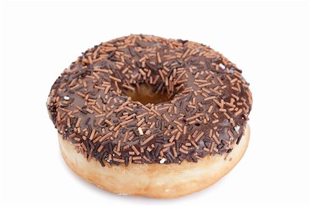 simsearch:400-06524508,k - Chocolate donut isolated on a white background Stock Photo - Budget Royalty-Free & Subscription, Code: 400-04383172