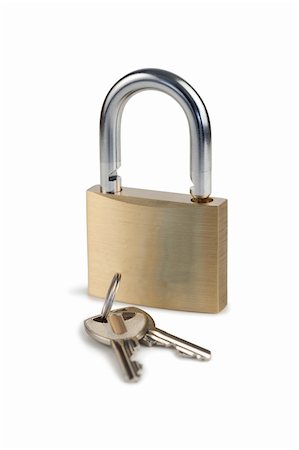 Padlock and keys on a white background Stock Photo - Budget Royalty-Free & Subscription, Code: 400-04383173