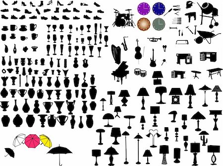 collection of objects silhouette - vector Stock Photo - Budget Royalty-Free & Subscription, Code: 400-04383313