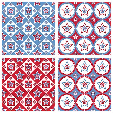 red colour background with white fireworks - set of 4 cute american colored stars patterns Stock Photo - Budget Royalty-Free & Subscription, Code: 400-04383356