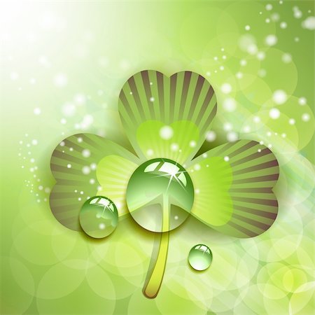 simsearch:400-06355861,k - Clover with drops of water over abstract green background Photographie de stock - Aubaine LD & Abonnement, Code: 400-04383408