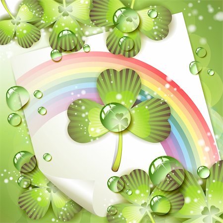simsearch:400-06170897,k - Sheet of paper with rainbow and clover over springtime background Photographie de stock - Aubaine LD & Abonnement, Code: 400-04383424