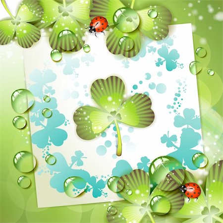 simsearch:400-06170897,k - Sheet of paper and clover over springtime background Photographie de stock - Aubaine LD & Abonnement, Code: 400-04383426