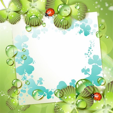 simsearch:649-06622061,k - Sheet of paper and clover over springtime background Foto de stock - Royalty-Free Super Valor e Assinatura, Número: 400-04383427