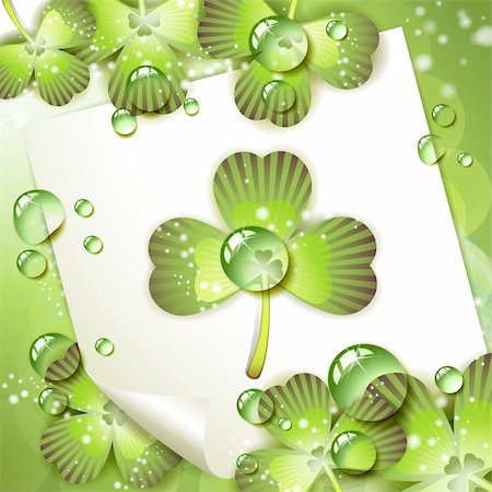 simsearch:400-06355861,k - Sheet of paper and clover over springtime background Photographie de stock - Aubaine LD & Abonnement, Code: 400-04383423