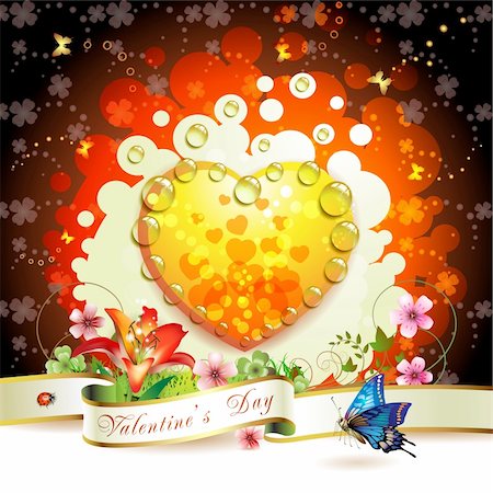 simsearch:400-05894204,k - Valentine's day card. Heart and butterflies over springtime background Photographie de stock - Aubaine LD & Abonnement, Code: 400-04383434